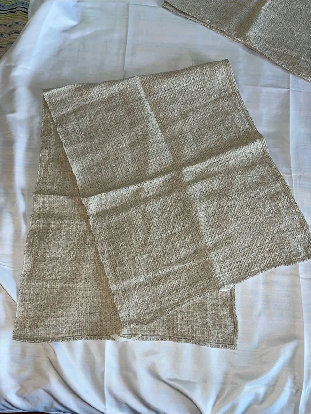 Cream Waffle Texture Linen Kitchen Dining Cloths